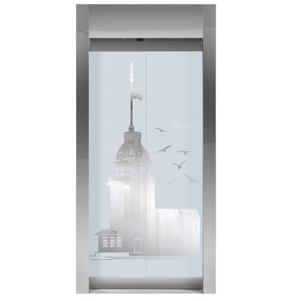 Portes palières automatiques en verre pour cabines
